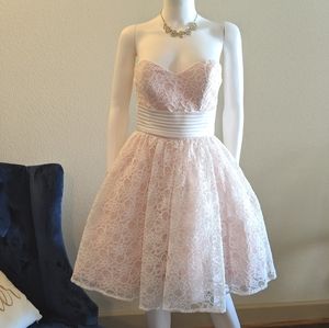 Blush and white lace dress